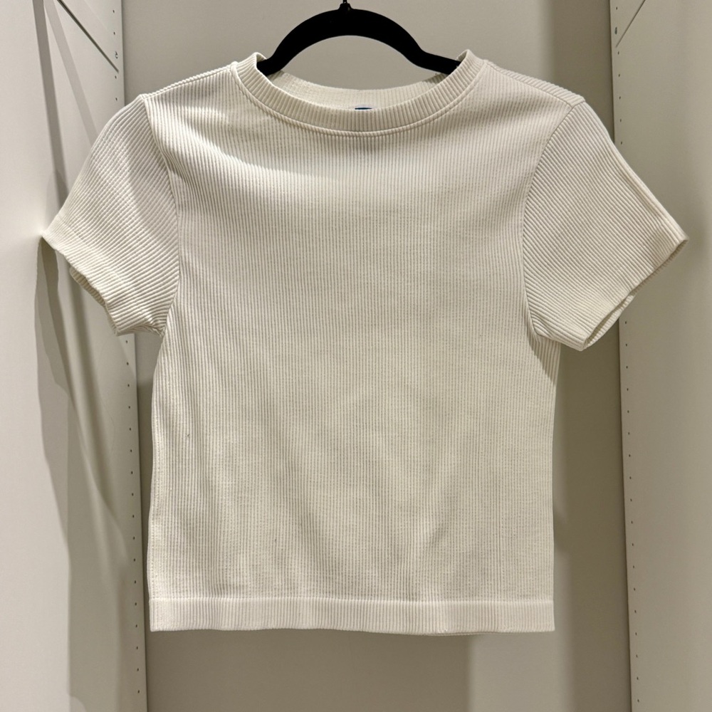 Women’s Ribbed Short-Sleeve Top - White